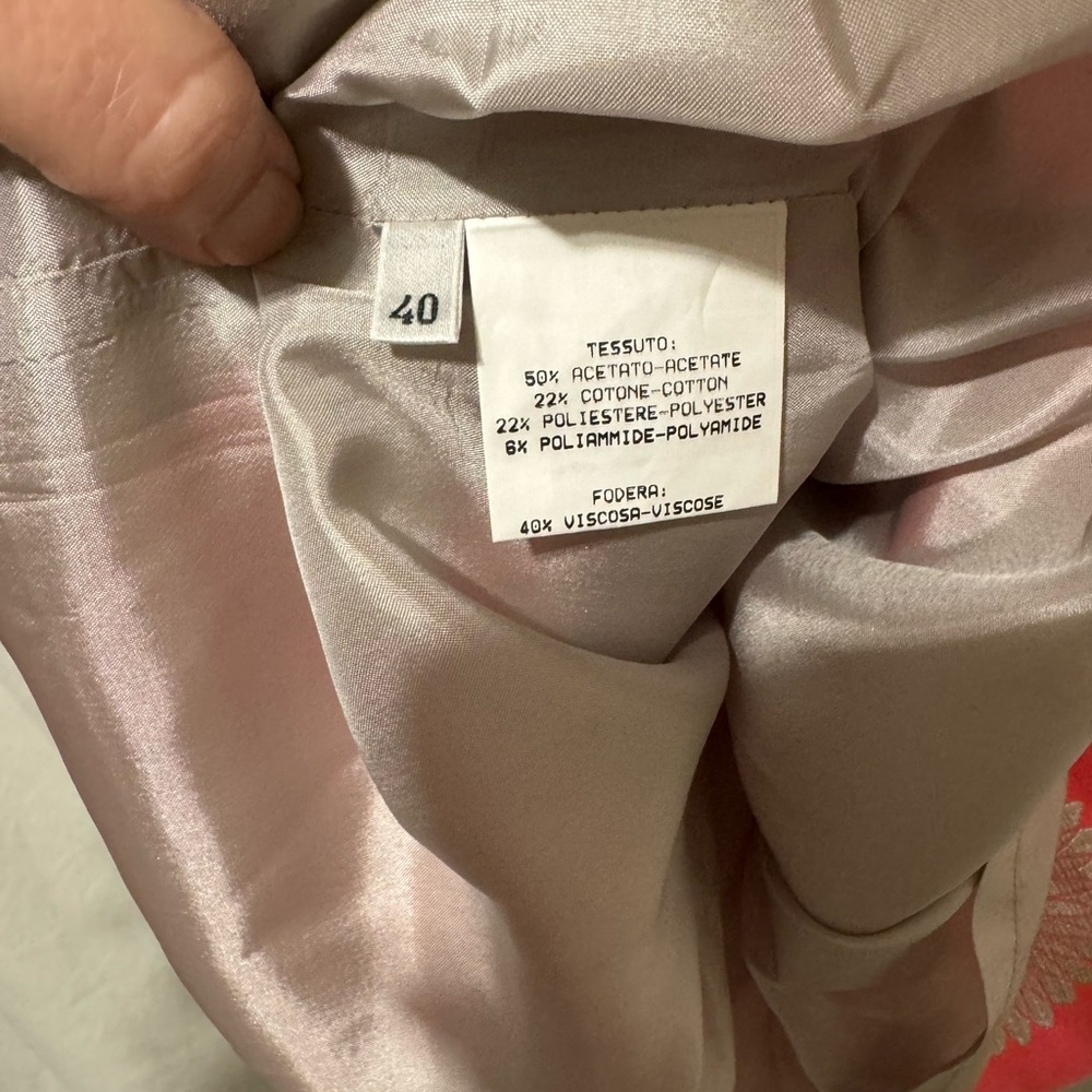 MAISON OLIVIA Italian Coral Pink and Silver Floral Dress Size 40 = S. NWOT - Picture 14 of 15
